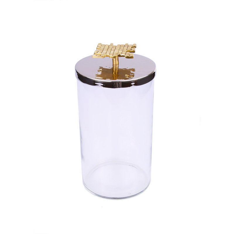 Grand contenant avec couvercle - or / nickel, H 6,25 po x l 4 po x P 4 po