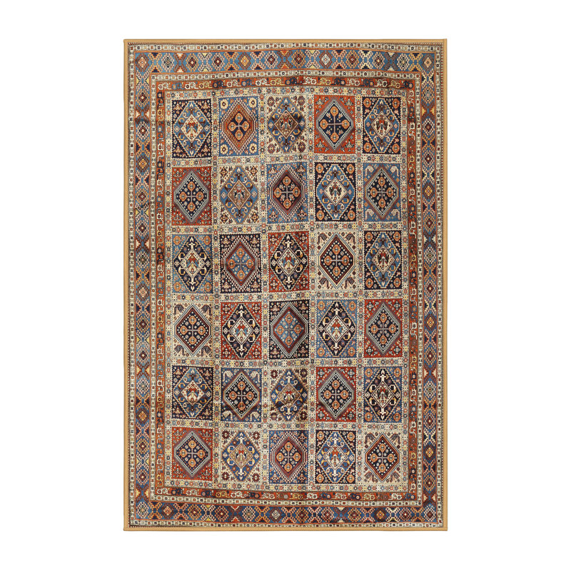 Tapis orange/bleu traditionnel Luisella, Rectangle 5 pi x 7 pi
