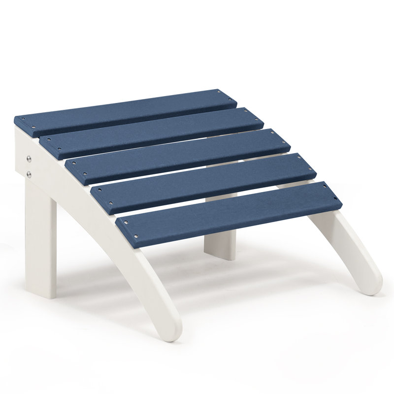 Repose-pieds d'extérieur Kaydi Adirondack, Bleu marine / blanc
