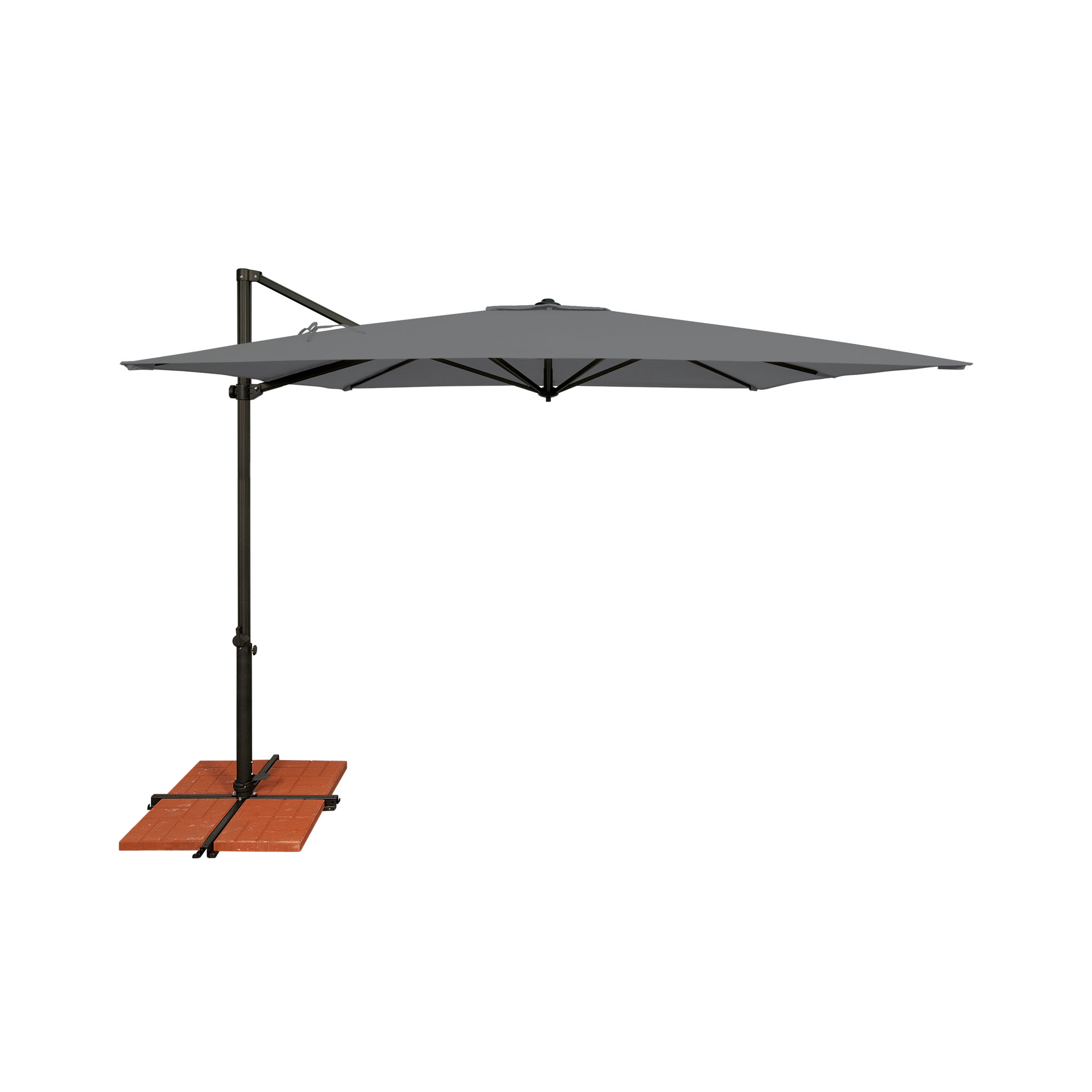 Cora 103.2" Square Cantilever Umbrella, Black, Canvas Navy Sunbrella® Canvas