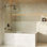 Porte de baignoire pivotante sans cadre Voltaire 24 x 58 en verre trempé ultra clair de 10 mm (3/8 po) avec quincaillerie noire mate