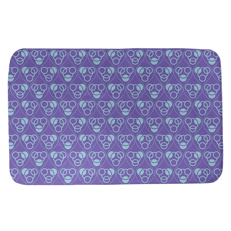 Tapis de bain géométrique rectangulaire antidérapant Circles Waves, l 17 po x L 24 po, Mauve / bleu sarcelle