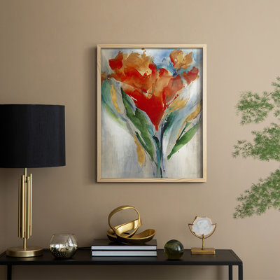 Reproduction encadrée de bouquet de fleurs sauvages - bois massif