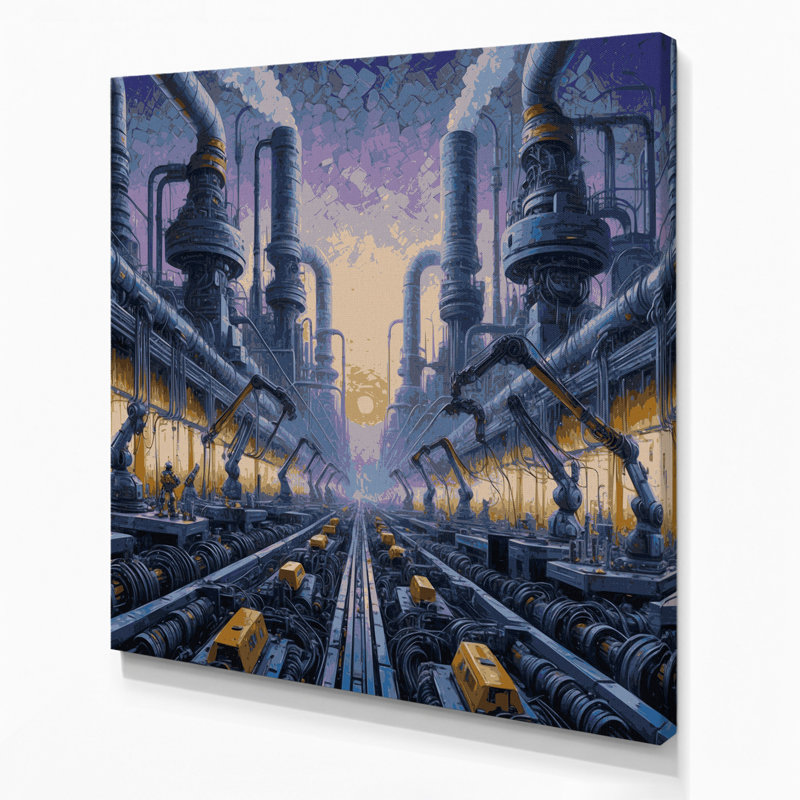 Art mural sur toile gris "Sci Fi Robot entretien Quarters", 12" H x 12" W