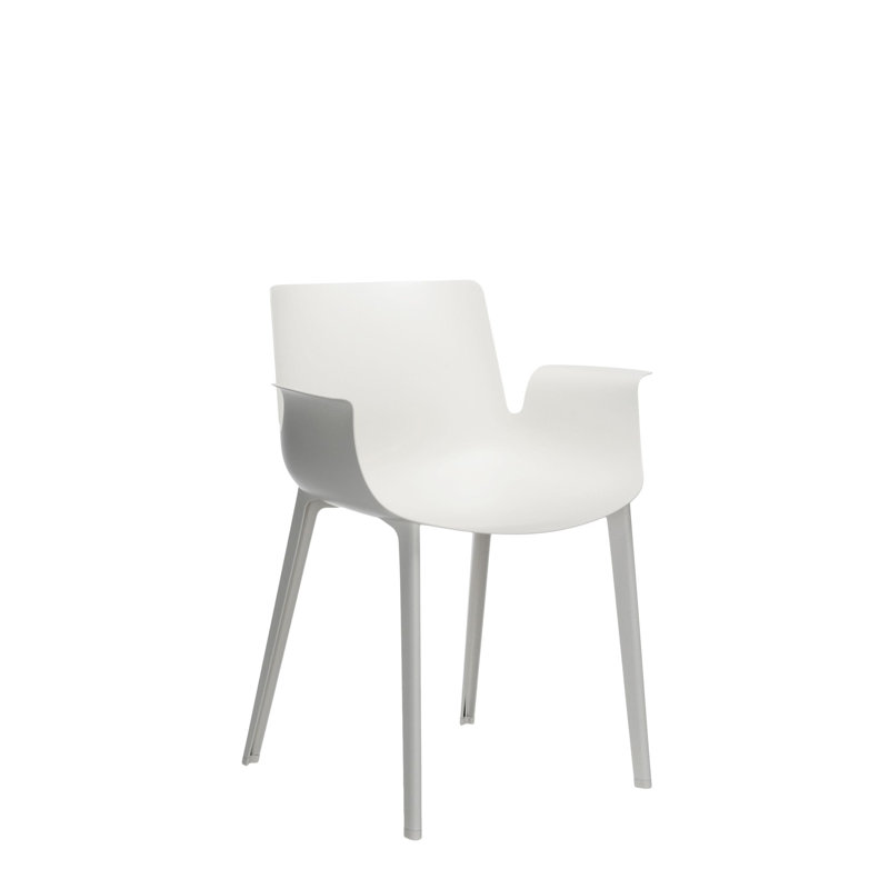 Piuma Plastic Outdoor Stacking Dining Armchair, White