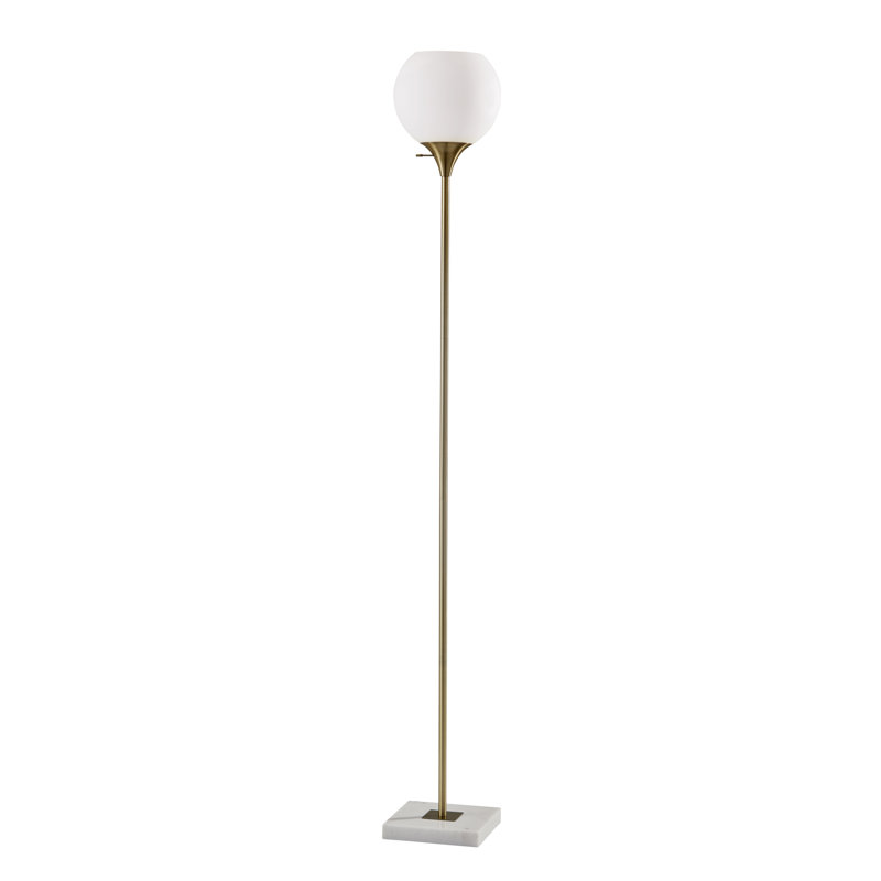 Reed 71'' Torchiere Floor Lamp, Antique Brass