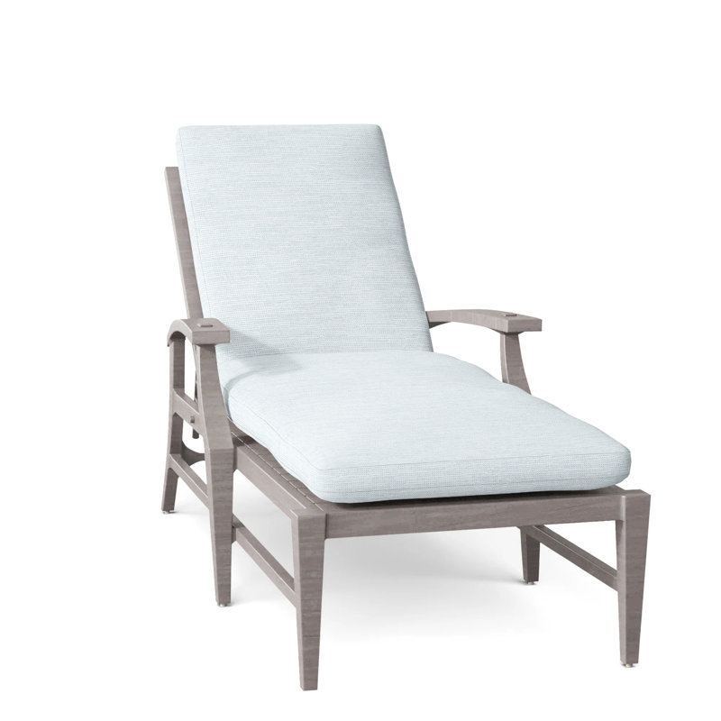 Croquet Aluminum Outdoor Chaise Lounge, No Welt, Oyster, Paper Sky