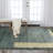 Abstract Handmade Tufted Wool Area Rug in Teal-68439584