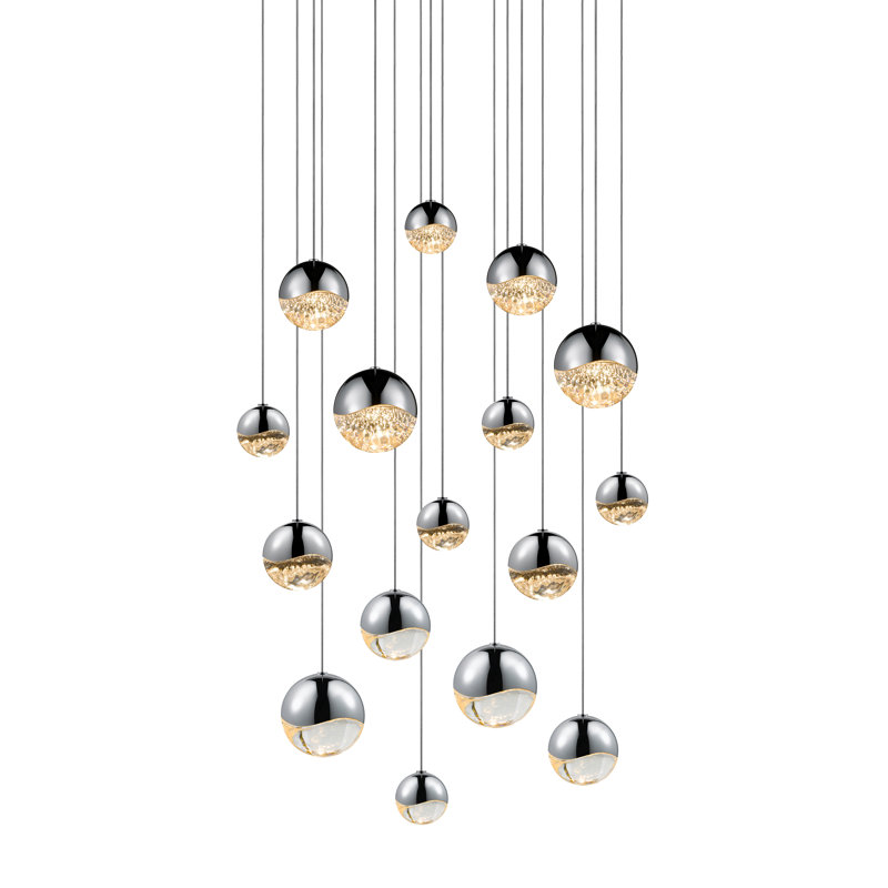 Grapes 16 - Light LED Cluster Pendant, Polished Chrome, 3.75" H x 23.75" W x 23.75" D