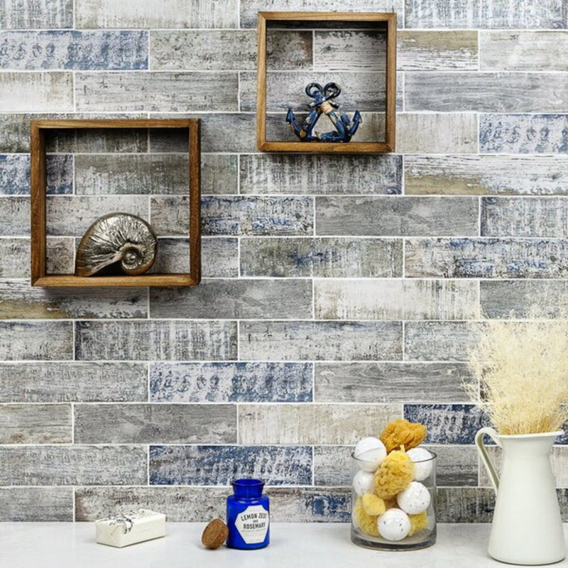 Bayou 3x12 Matte Ceramic Subway Tile, Blue/White