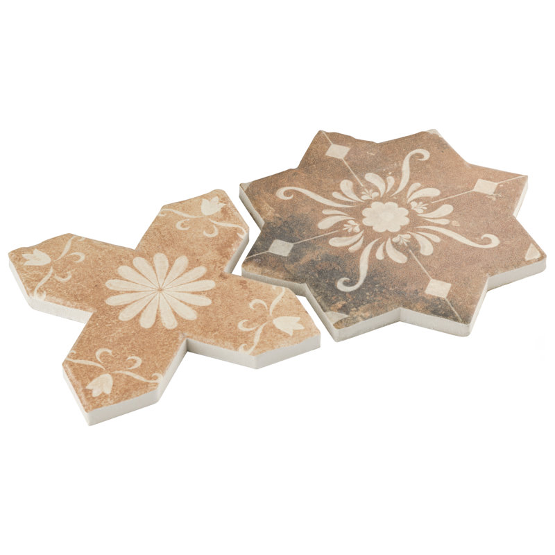 Tech Land Star & Cross Fire 6" x 12" Porcelain Singular Wall Floor Use Tile