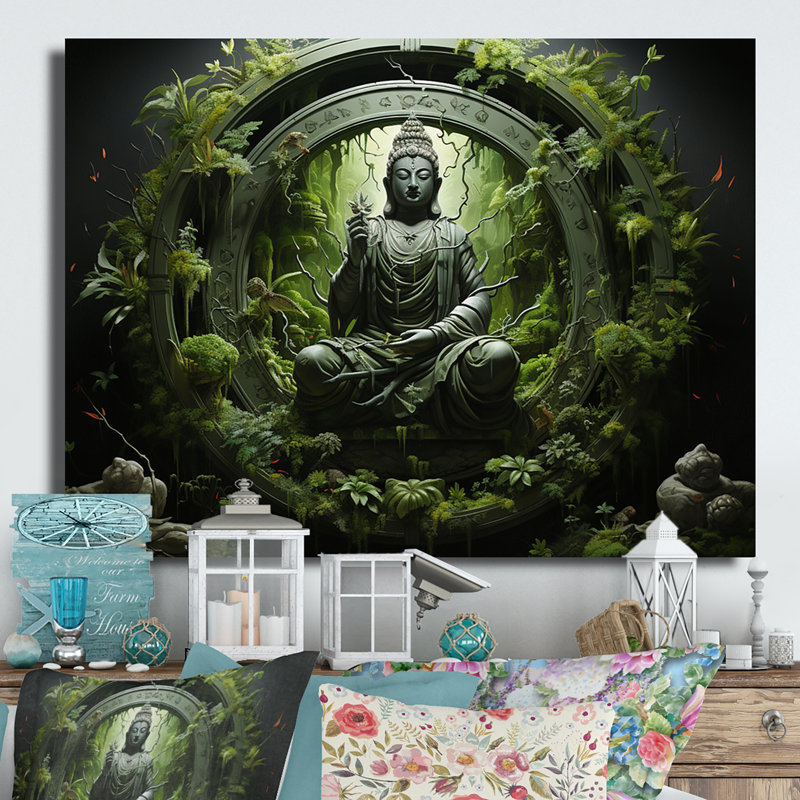 Bouddhisme sacré Mantra I - décoration murale spirituelle en métal, H 12 po x l 20 po