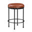 Tabouret de comptoir avec structure en faux métal, finition bronze antique, base en cuir sans dossier, rembourrage confortable, aucun assemblage requis