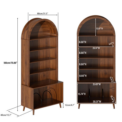 6-tier Arched Record Player Stand With Vinyl Storage, Turntable Stand, Vinyl Record Storage For Living Room