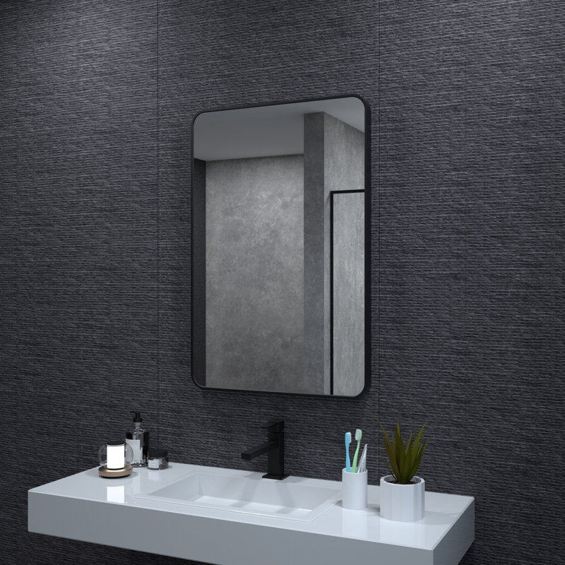 Miroir mural de salle de bain Malpress, Noir, Carrée, 30" x 30"