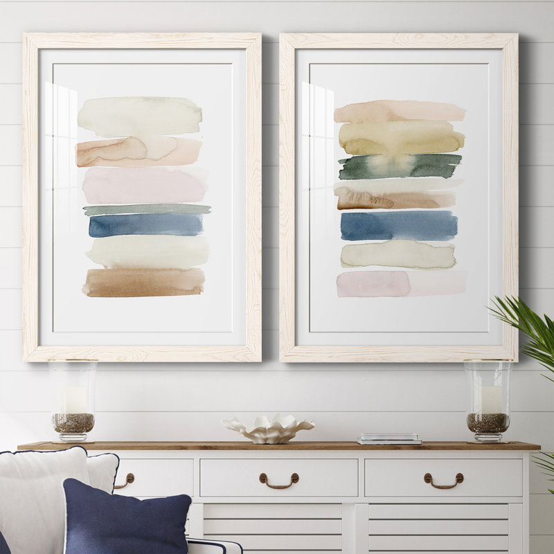 Helouisa - Ensemble de 2 peintures encadrées, Cadre blanc, H 20 po x l 17 po x P 1 po