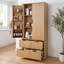 Armoire de cuisine 72 po cannelée moderne avec rangement à 8 portes et 2 tiroirs, chêne
