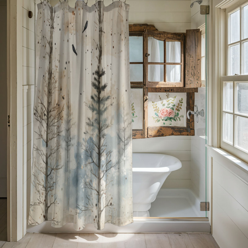 Frosted Trees - Premium Shower Curtain, 74"H x 71"W