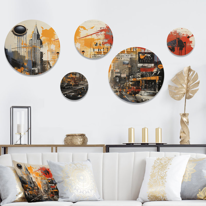«Minneapolis Cityscape Dream», ensemble d'art mural rond de 5 pièces Minneapolis