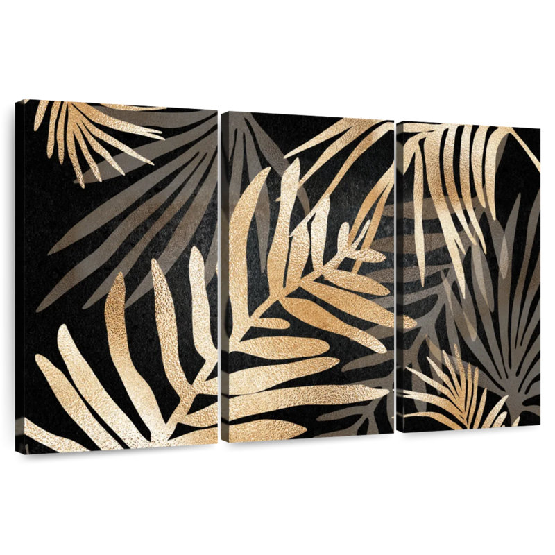 Harnek Glam Leaves noir doré I, H 48 po x l 74 po