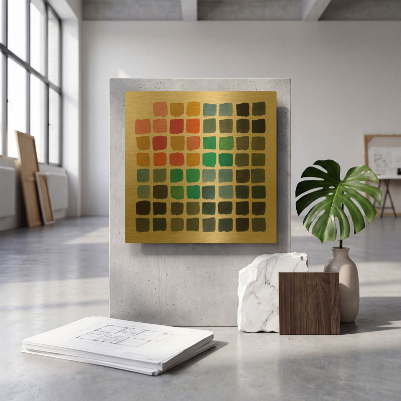 «Retro Color Chart» par Wild Apple Portfolio, art mural en métal doré, 12 po x 12 po, 12"x12"