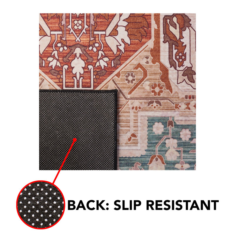Pashen Performance Machine Washable Oriental Rug, Rectangle 3' x 5'