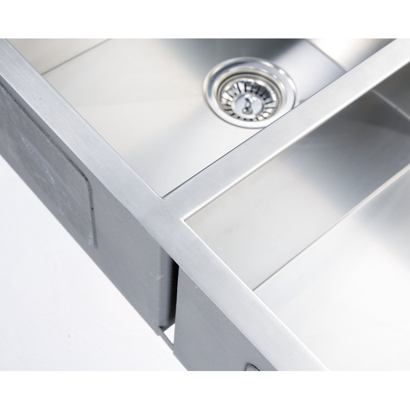 32 " L Drop-In Double Bowl Stainless Steel Kitchen Sink, Brushed Stainless Steel