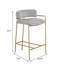 Tabouret gris en velours avec structure en métal doré, poids de 11 lb, largeur de 19,3 po, or pour salle à manger - option sophistiquée