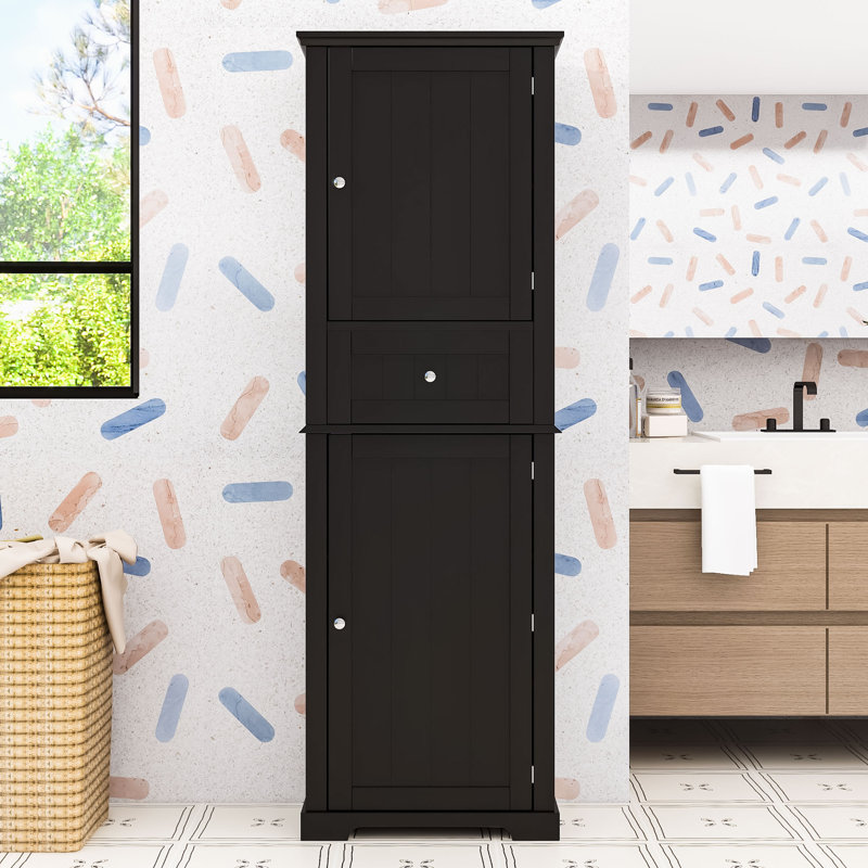 Armoire de rangement élégante et fonctionnelle en bois avec 1 tiroir, Noir