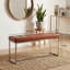 Banc capitonné contemporain Monkstown, similicuir brun