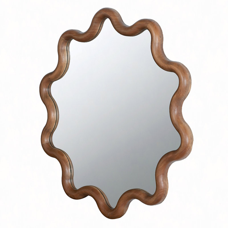 Miroir d'appoint 31 "x 30" en bois avec cadre unique, miroir mural pour le hall d'entrée de la chambre à coucher du salon