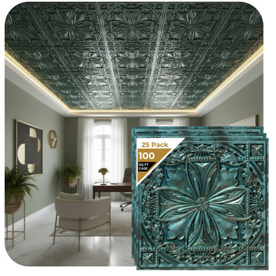 Milan 24'' L x 24'' W Textured PVC Drop-In & Glue Up Ceiling Tile Ceiling Tile