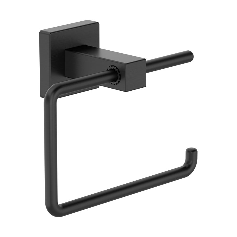 Porte-papier hygiénique à rouleau simple Duro avec quincaillerie de fixation murale, Noir mat