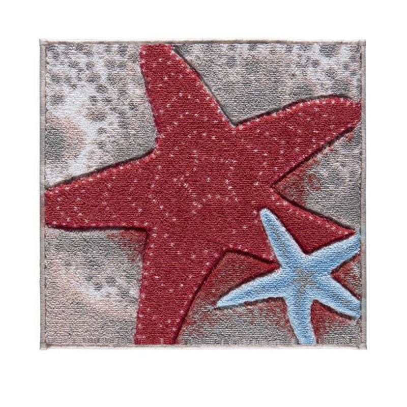 Tapis pour salle de bain Shoemaker, Rouge / Gris / Bleu