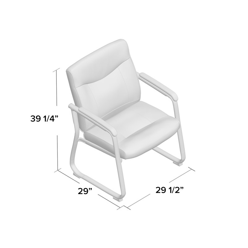 Black Leather Executive Side Chair with Metal Sled Base