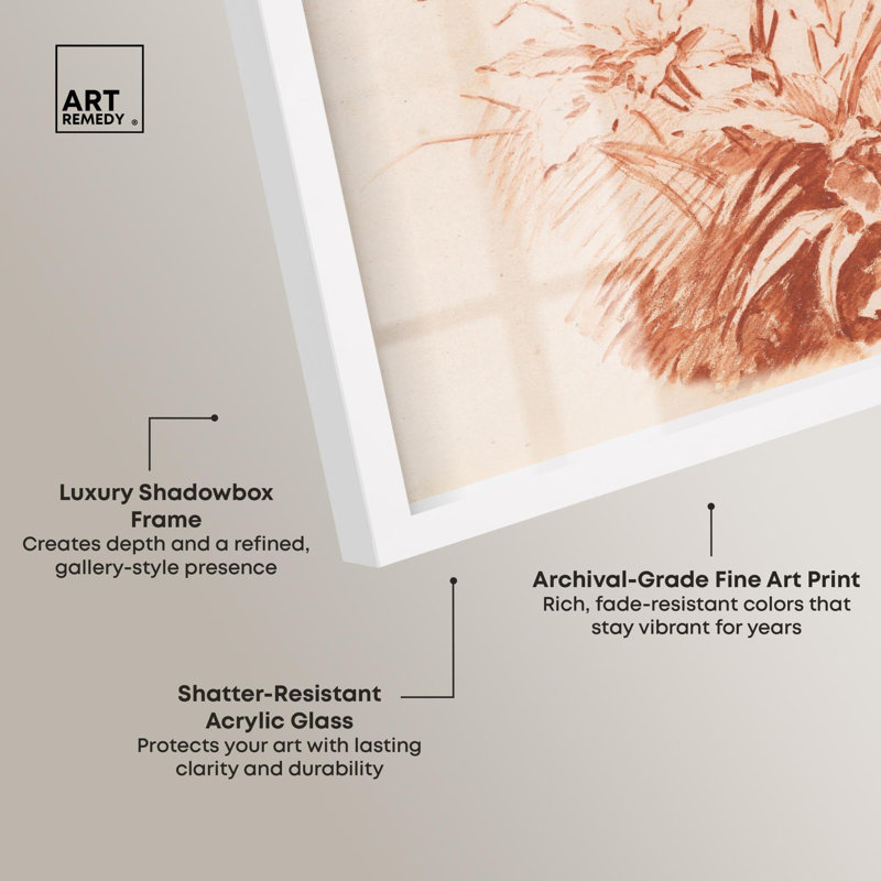 «Red Chalk Plant II», reproduction botanique par Art Remedy, H 41 po x l 41 po, Blanc