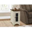 Table d'appoint, table de bout, table d'appoint, étroite, table de chevet, chambre à coucher, lampe, rangement, placage blanc antique, placage brun, transitionnel