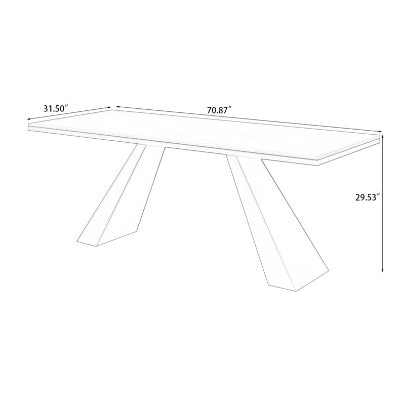 Blanc / noir pierre rectangulaire + table de salle à manger papillon feuille de fer, H 29,53 po x L 70,87 po x l 31,5 po