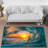 Non-Woven Thin Printed Rug Featuring a Chic Floral Pattern in Vibrant Shades of Blue and Red Ideal for Introducing a Splash of Color in Any Room-370166463