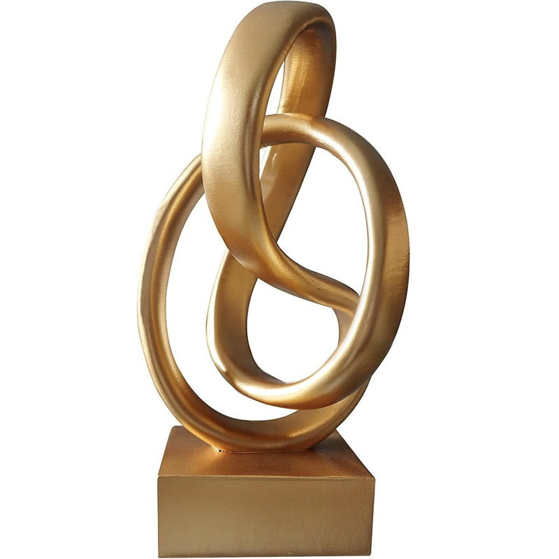 10.43" Black Mobius Knot Statue - Modern Home Office Coffee Table Decor, Gold