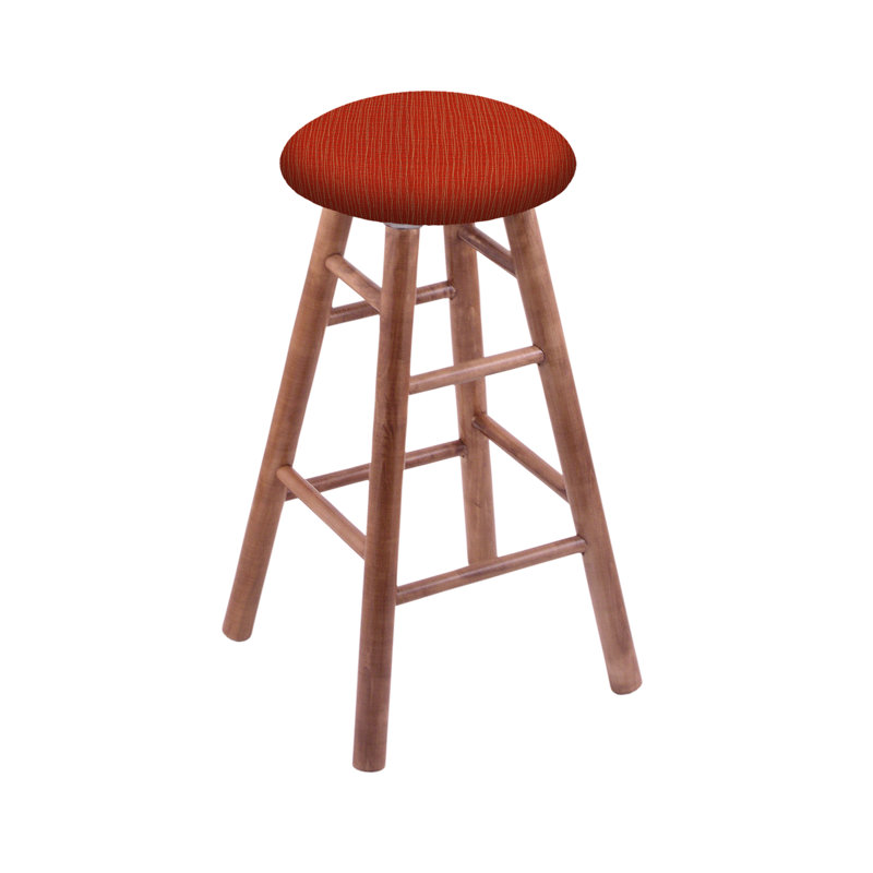 Tabouret tournant 36", Chêne cerisier foncé, Coquelicot graphique