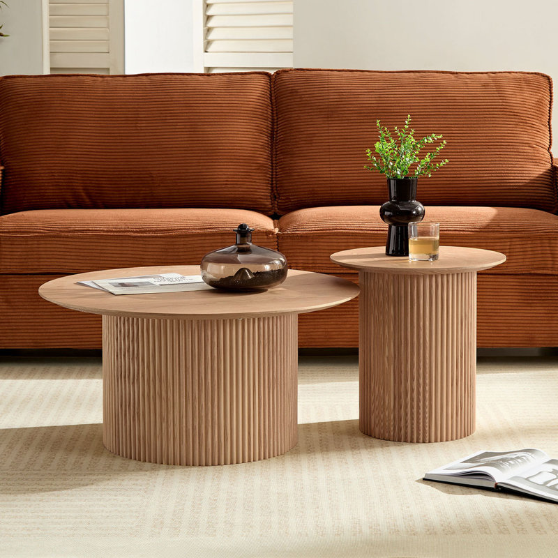 Wood Round Coffee Table, 15.31"H x 31.49"L x 31.49"W