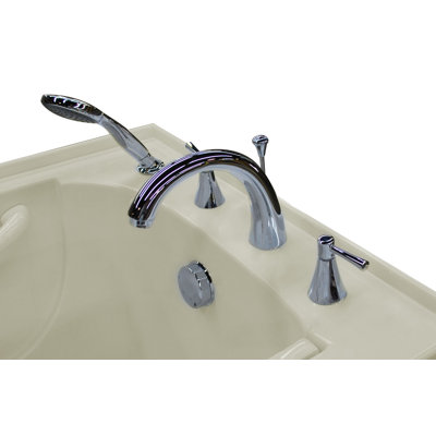 HandiTub 60" x 30" Walk in Whirlpool Fiberglass Bathtub with Faucet, Light and Integrated Seat