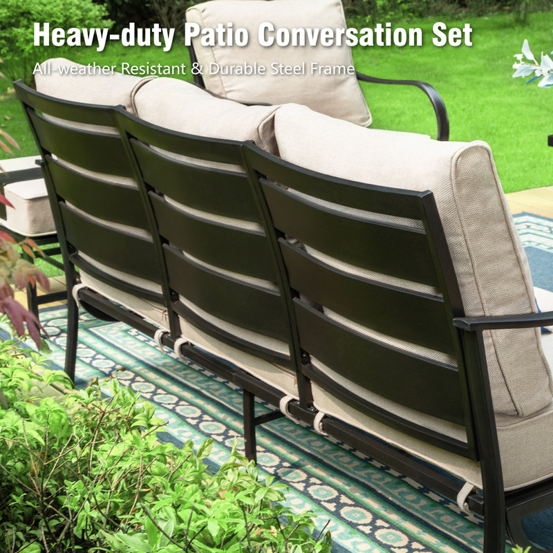 Tapasi Outdoor Patio Conversation Furniture Set, Beige