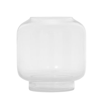 Cole and Grey Glass Wide Clear Room Hurricane Lamp with Elevated Base