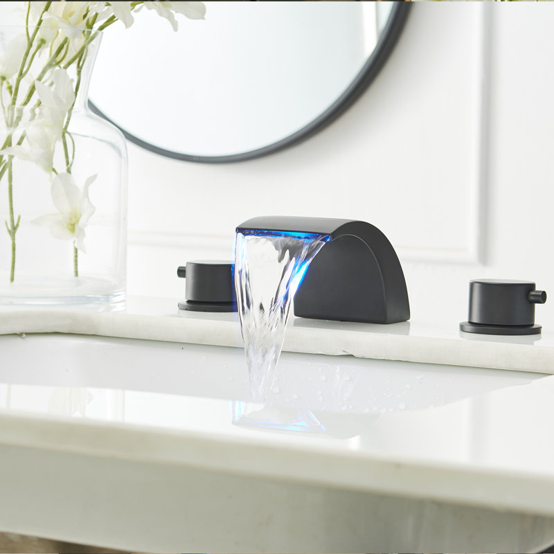 Widespread 2-handle Bathroom Faucet with Drain Assembly, Matte Black