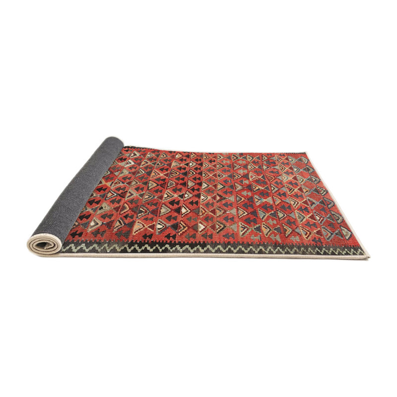 Tapis contemporain rouge / noir, Rond 4 pi