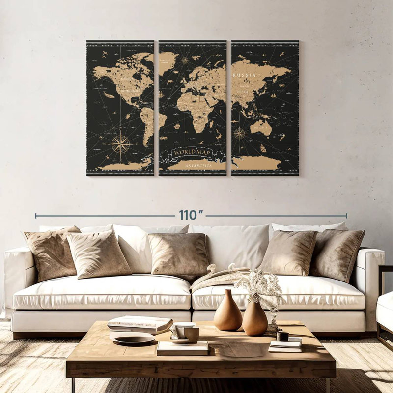 Carte du monde Aliaz Grand, H 48 po x l 74 po