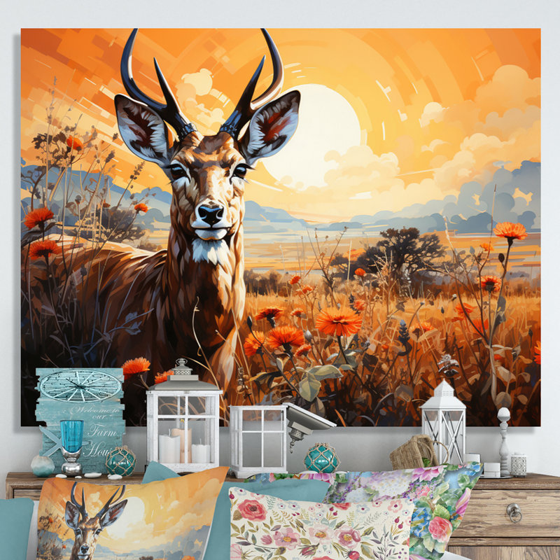 «Bilgin Gazelle Landscape I», reproduction, H 24 po x l 32 po x P 1 po, Toile tendue