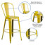 Commercial Grade Distressed Metal Indoor-Outdoor Counter Height Stool with Back-331454704-331454706